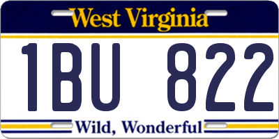 WV license plate 1BU822