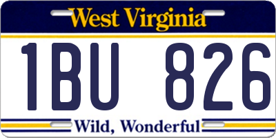 WV license plate 1BU826