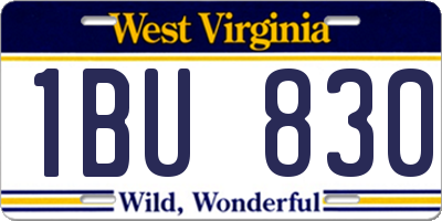 WV license plate 1BU830