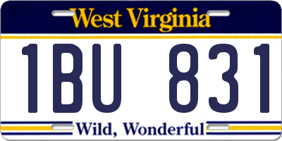 WV license plate 1BU831