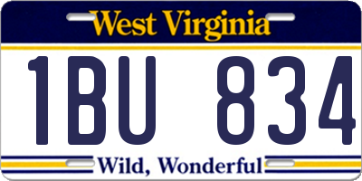 WV license plate 1BU834