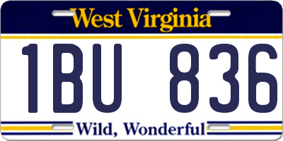 WV license plate 1BU836