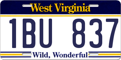 WV license plate 1BU837