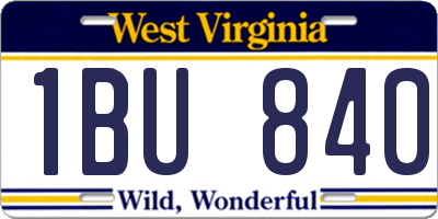 WV license plate 1BU840