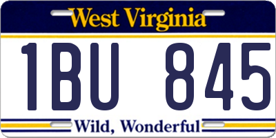 WV license plate 1BU845