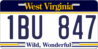 WV license plate 1BU847