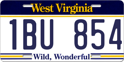 WV license plate 1BU854