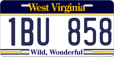 WV license plate 1BU858