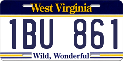 WV license plate 1BU861