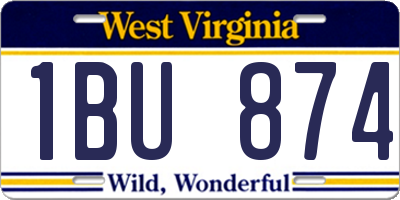 WV license plate 1BU874
