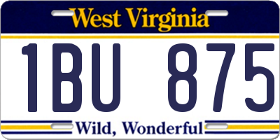 WV license plate 1BU875