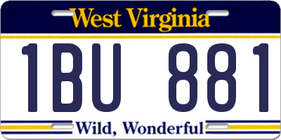 WV license plate 1BU881