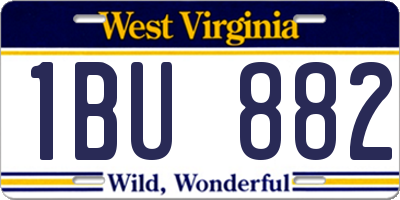 WV license plate 1BU882