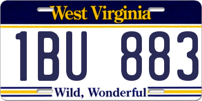 WV license plate 1BU883