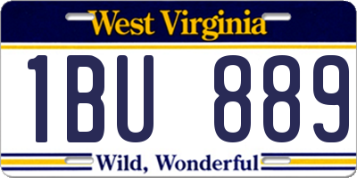 WV license plate 1BU889