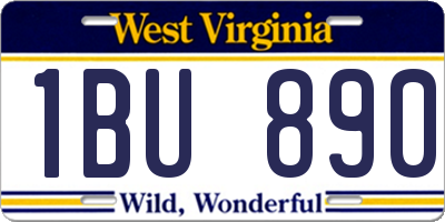 WV license plate 1BU890