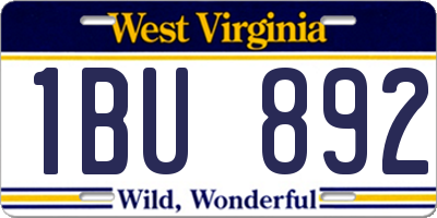WV license plate 1BU892