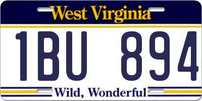 WV license plate 1BU894