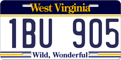 WV license plate 1BU905
