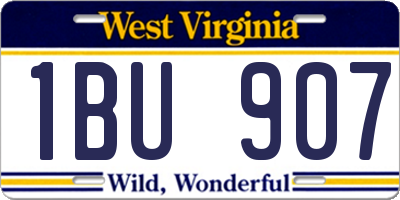 WV license plate 1BU907