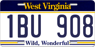 WV license plate 1BU908