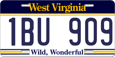 WV license plate 1BU909