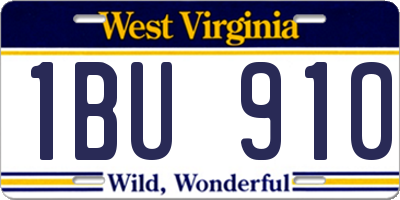 WV license plate 1BU910