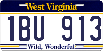 WV license plate 1BU913