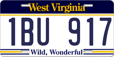 WV license plate 1BU917