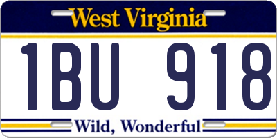 WV license plate 1BU918