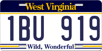 WV license plate 1BU919