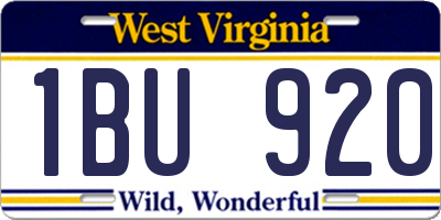 WV license plate 1BU920