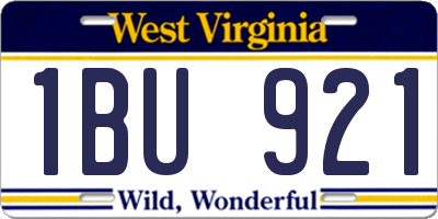 WV license plate 1BU921