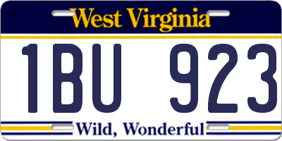 WV license plate 1BU923