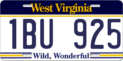 WV license plate 1BU925