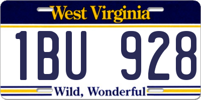 WV license plate 1BU928
