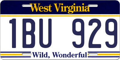 WV license plate 1BU929