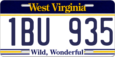 WV license plate 1BU935