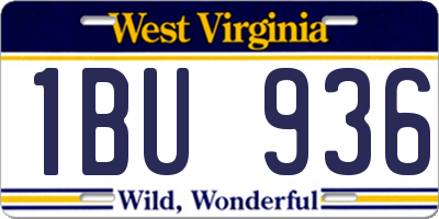 WV license plate 1BU936