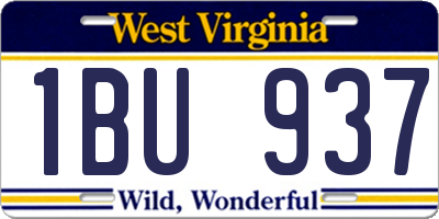 WV license plate 1BU937
