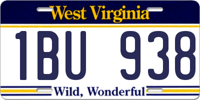 WV license plate 1BU938