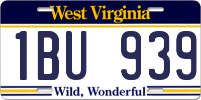 WV license plate 1BU939