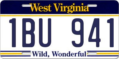 WV license plate 1BU941