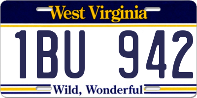 WV license plate 1BU942