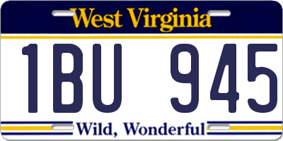 WV license plate 1BU945