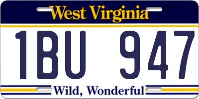 WV license plate 1BU947