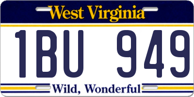 WV license plate 1BU949