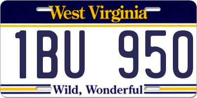 WV license plate 1BU950