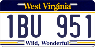 WV license plate 1BU951