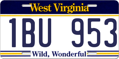 WV license plate 1BU953